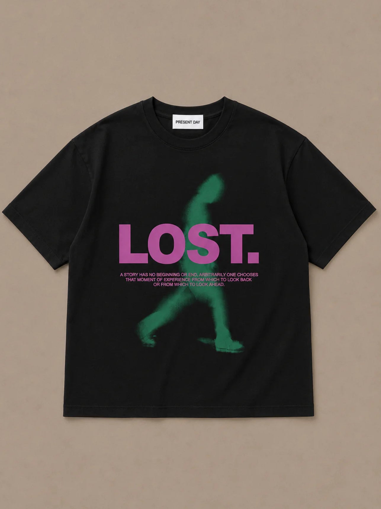 T-Shirt Oversize LOST. Nera Uomo – Made in Italy