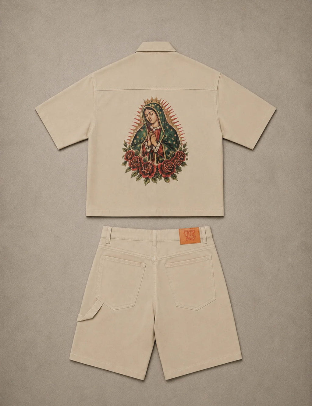 Coordinato Camicione e Jorts Beige Uomo – Made in Italy