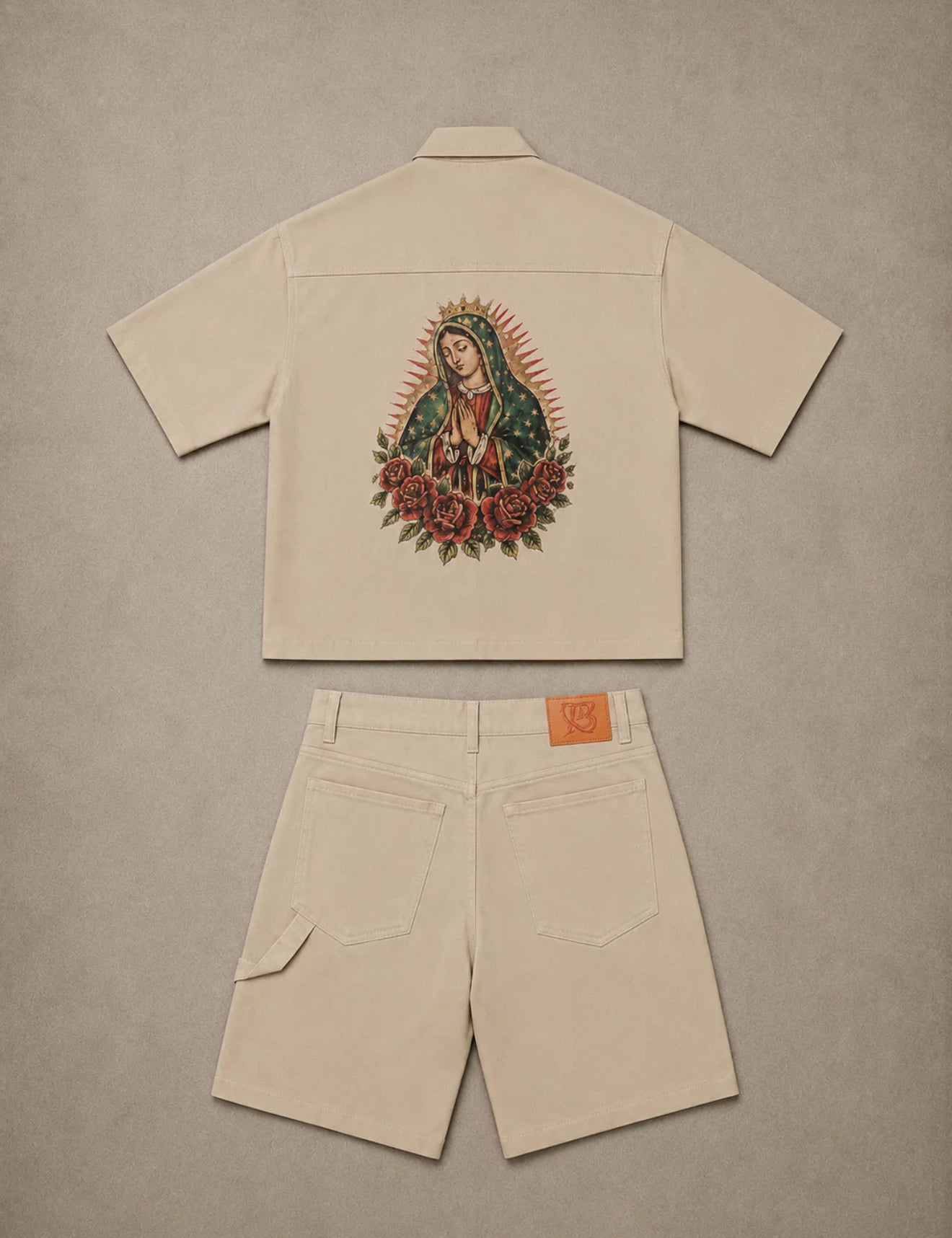 Coordinato Camicione e Jorts Beige Uomo – Made in Italy