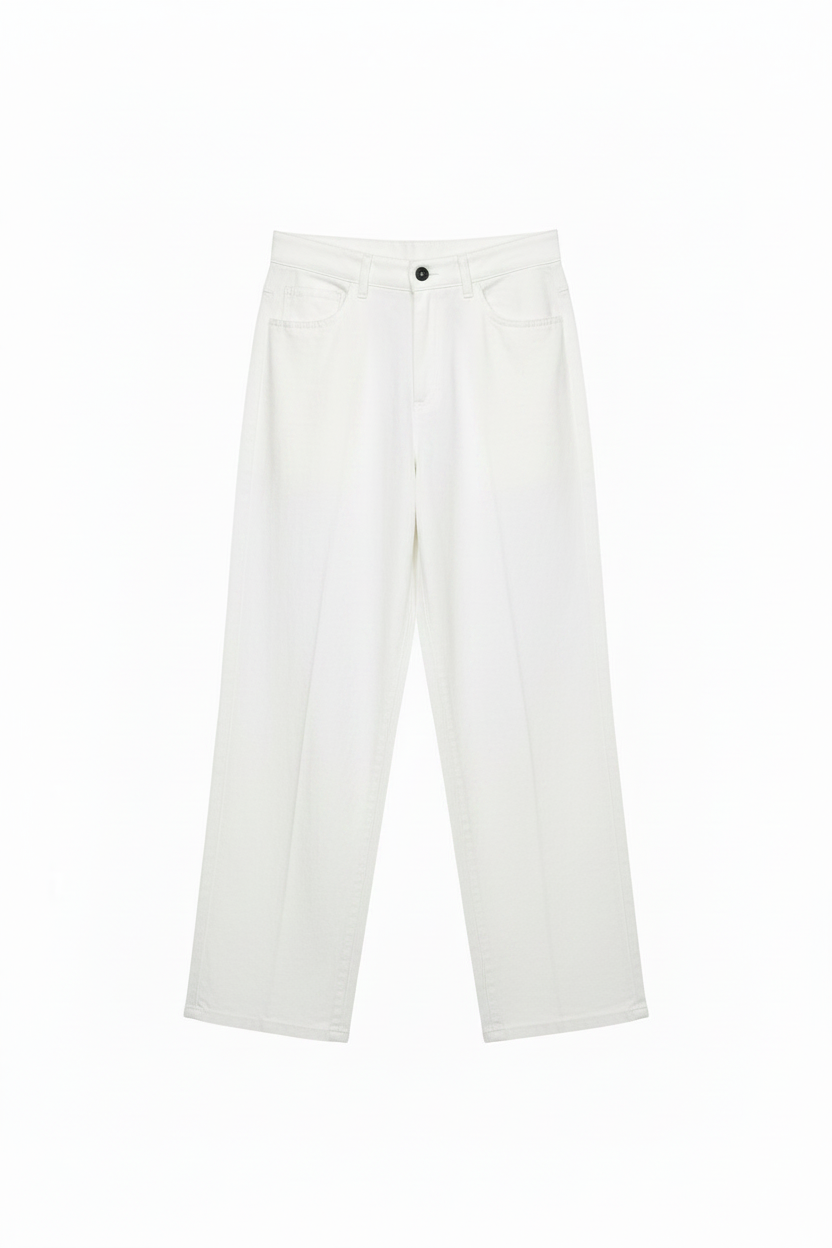 Pantalone Lino Wide Leg Bianco Uomo
