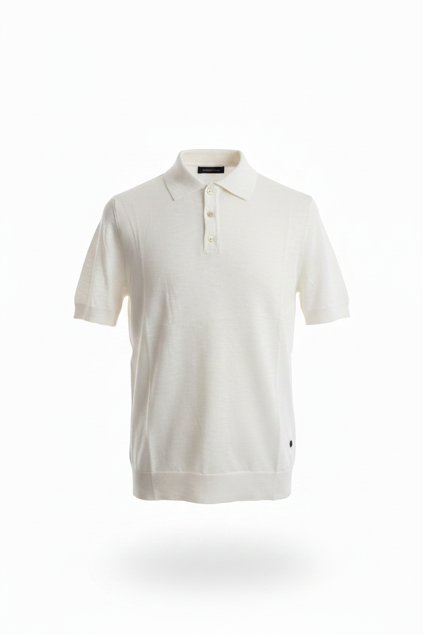 Polo Knit Lino Misto – Bianco