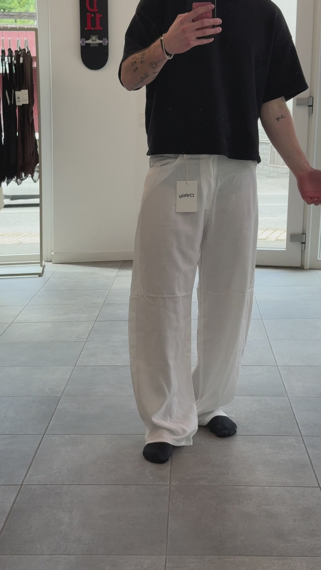 Pantalone Lino Wide Leg Bianco Uomo
