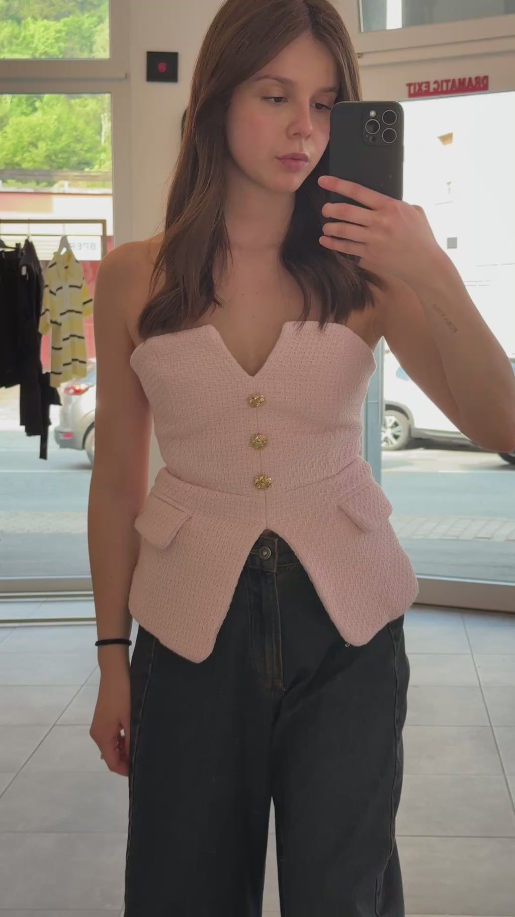 Bustier Corsetto Rosa Tweed Donna Bottoni Dorati