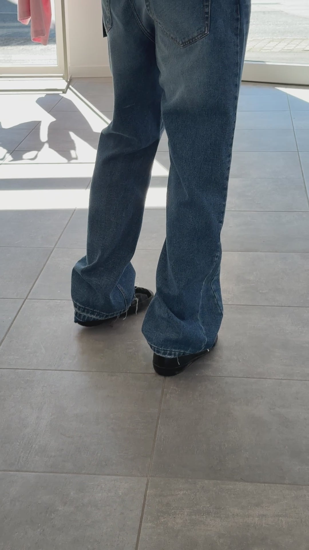 Jeans Flared Sfrangiato Washed Blue Denim