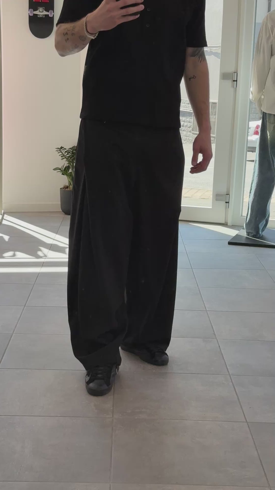Pantalone Wide Leg Nero Uomo