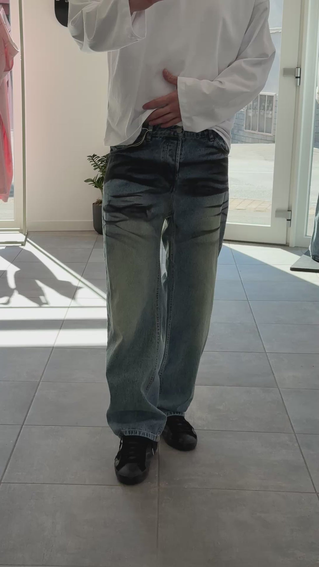 Baggy Jeans, Washed Blue Denim