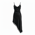 Slip dress nero obliquo ghost mannequin