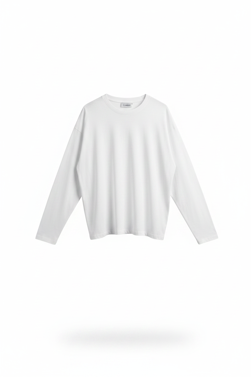 T-shirt Bianca Oversize Manica Lunga