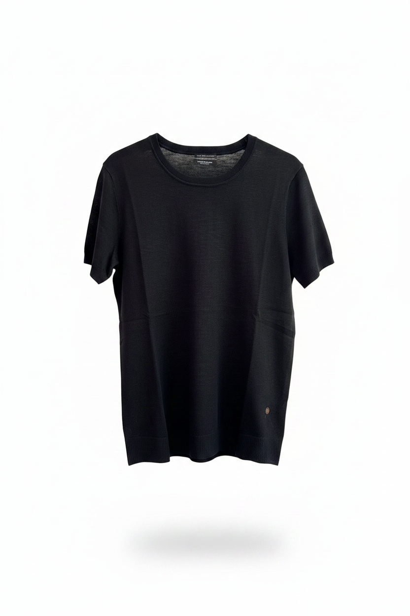 Maglia Girocollo Lino Misto-Nero