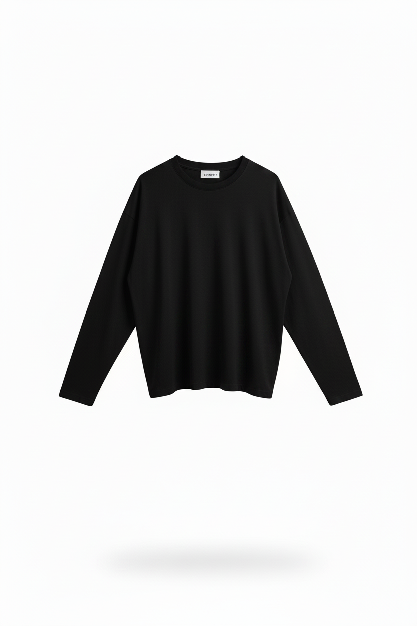 T-shirt Nera Oversize Manica Lunga