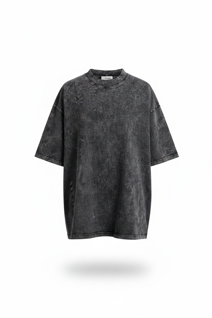 T-Shirt Oversize Stone Wash Grigio Scuro – Ghost Mannequin
